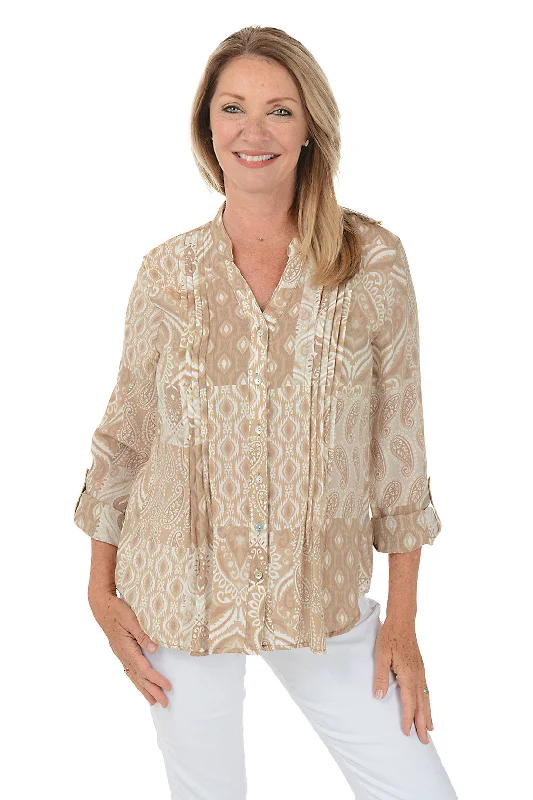 Keep It Natural Ikat Pleated Shirt