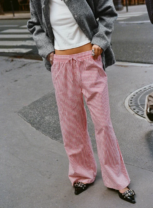 Holiday Tie Front Pants Red/White Stripe