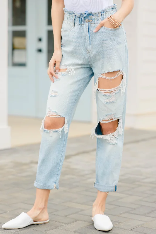 KanCan: Missing You Light Wash High Rise Distressed Paperbag Jeans