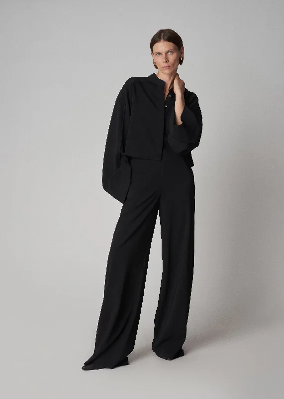 Palazzo Pant in Stretch Viscose - Black