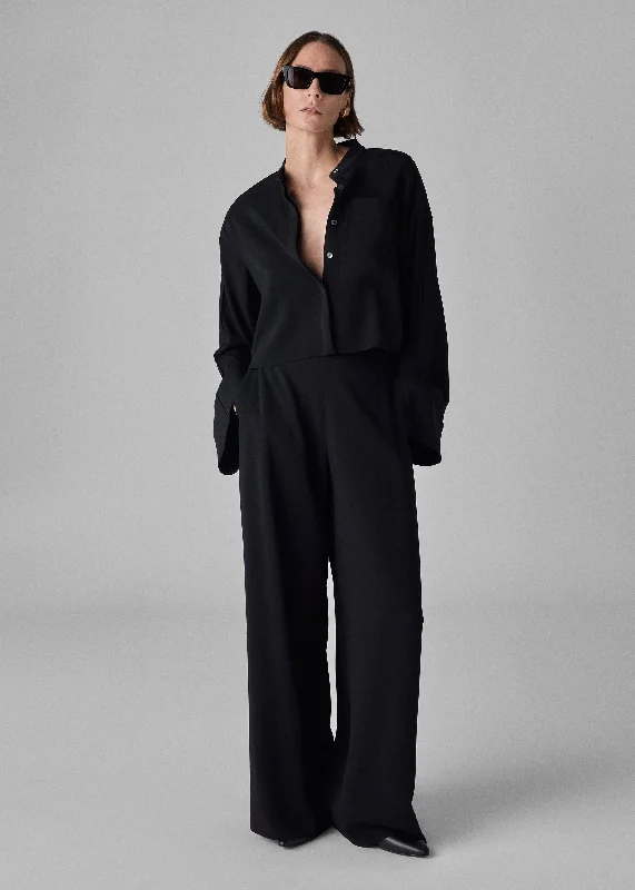 Wide Leg  Pant in Crepe - Black