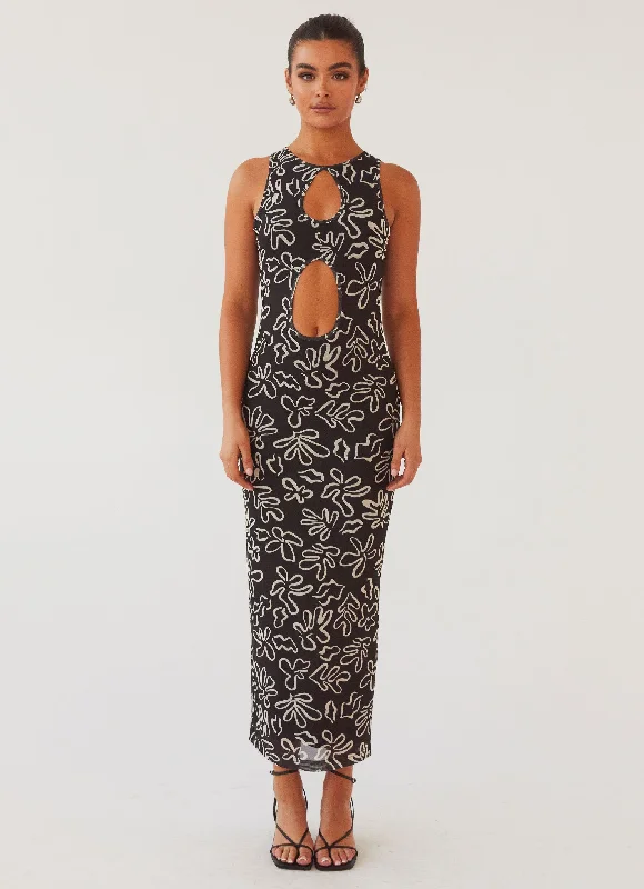 All Eyes On Me Maxi Dress - Petal Gloom