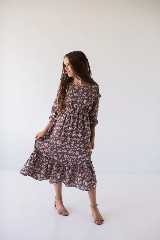 'Ashley' Girl Long Sleeve Floral Dress