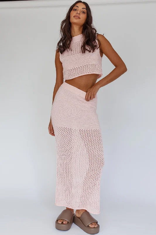 Bayside Crochet Maxi Skirt Pink