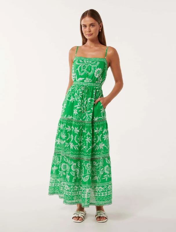 Brittany Printed Cotton Midi Dress