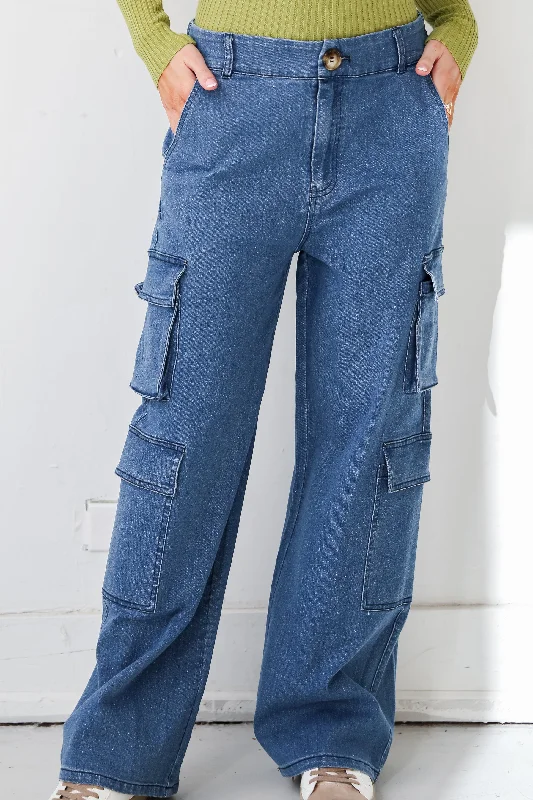 FINAL SALE - Cool Influence Medium Wash Cargo Jeans