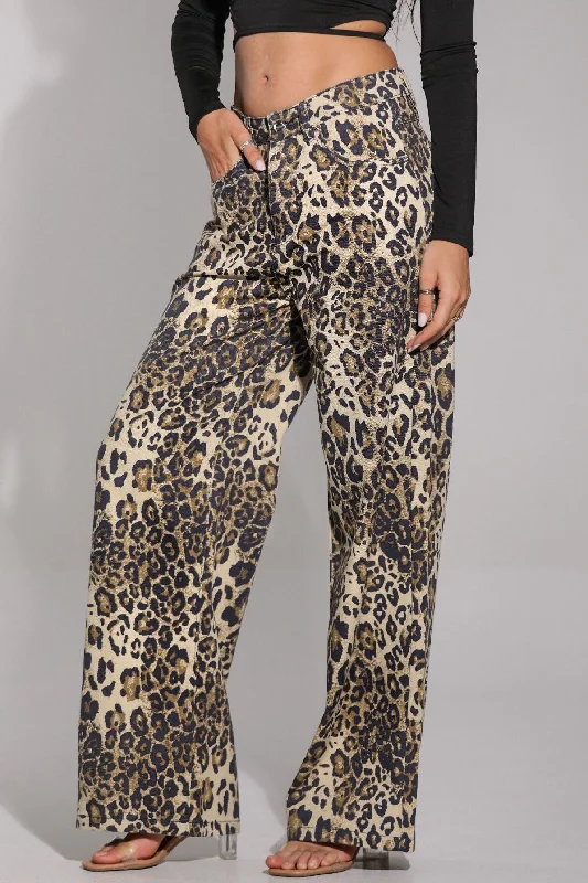 Dorothea Leopard Print Wide Leg Jeans