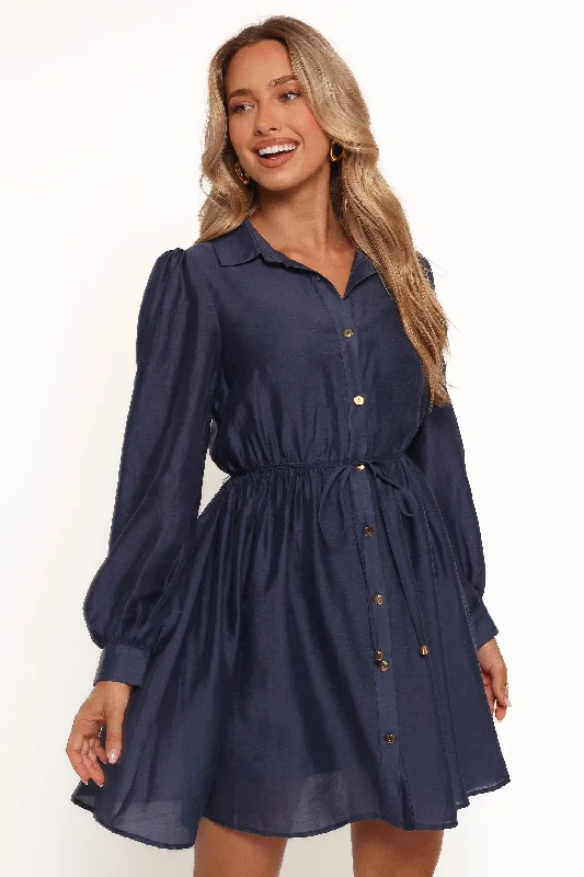 Everett Long Sleeve Mini Dress - Navy