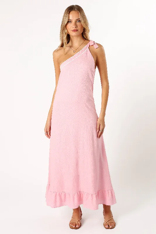 Fleaur One Shoulder Maxi Dress - Pink