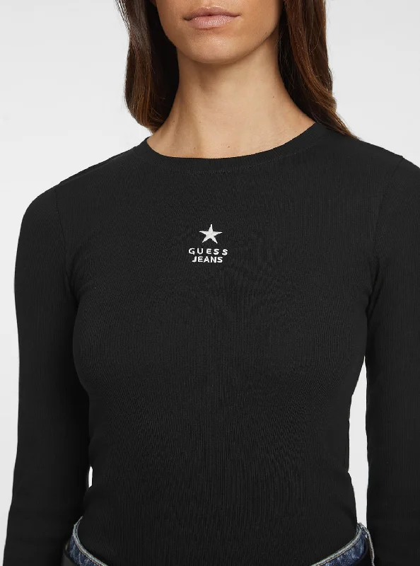 Guess Jeans Black Long Sleeve Star T-Shirt