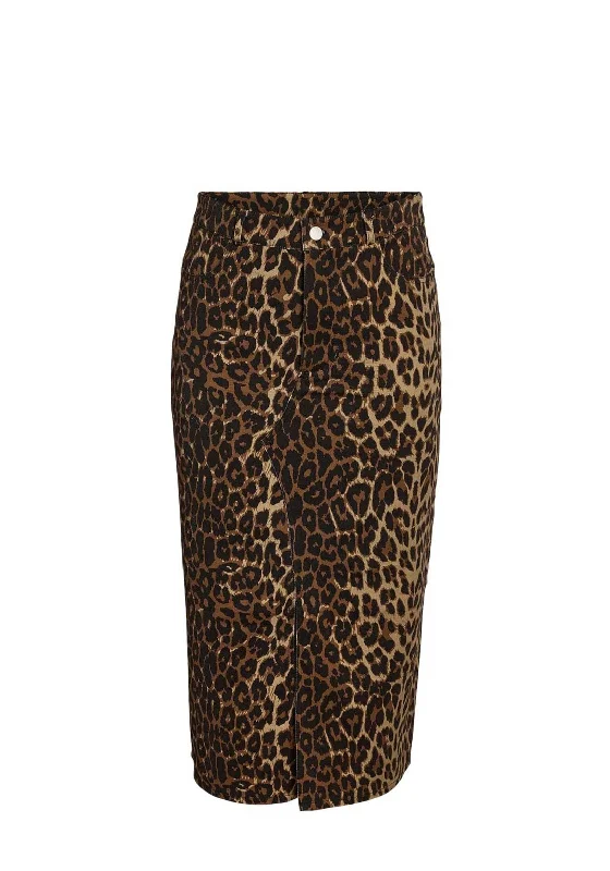 Noisy May Anneke Leopard Skirt, Black