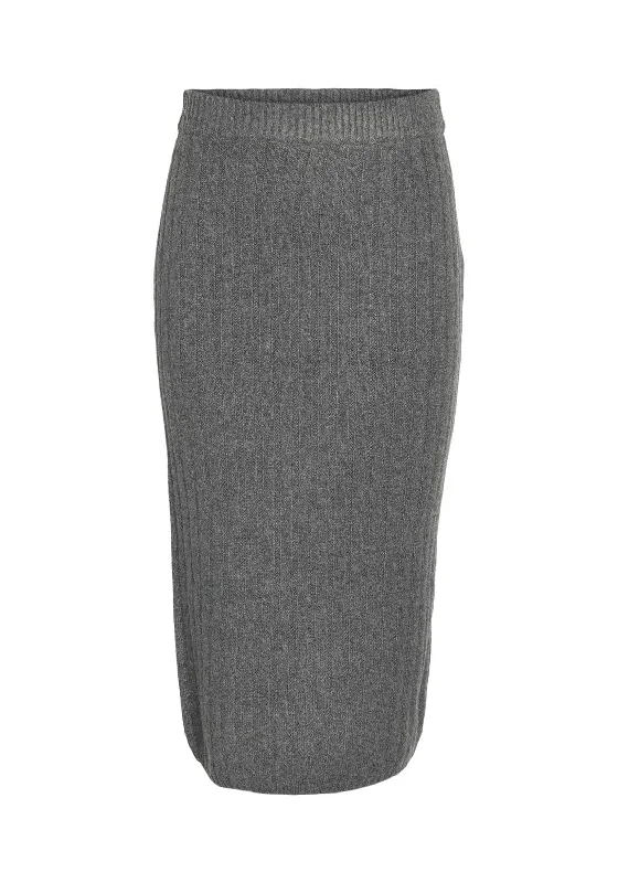 Noisy May Hannah Knit Midi Skirt, Dark Grey