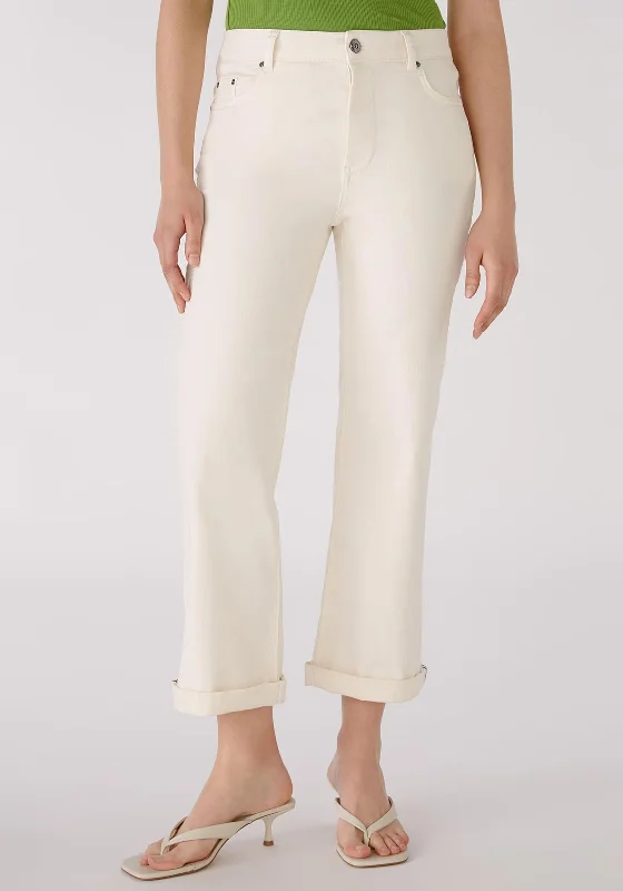 Oui Mid Waist Straight Jeans, Eggnog