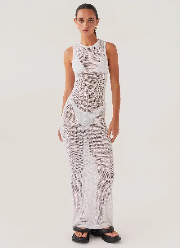 Rock The Boat Crochet Maxi Dress - White