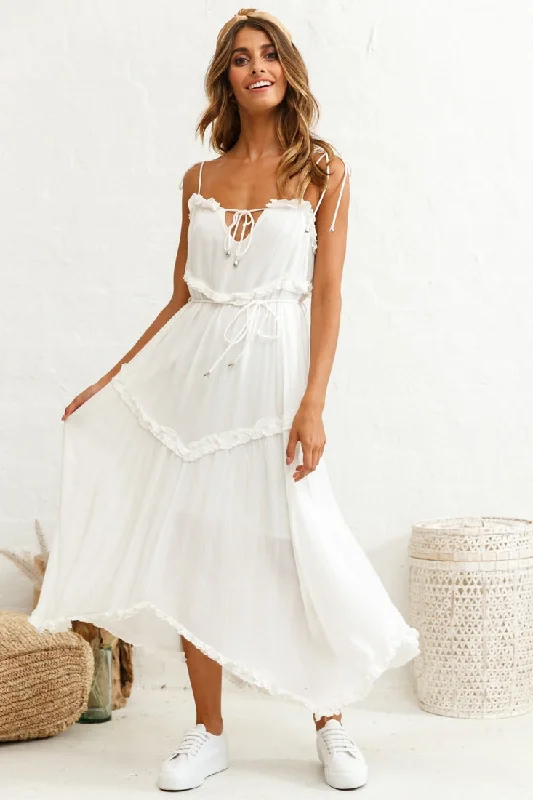 Santa Monica String Tie Maxi Dress White