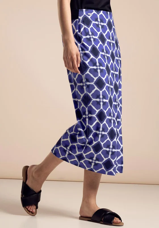 Street One Patterned Midi Skirt, Violet Blue