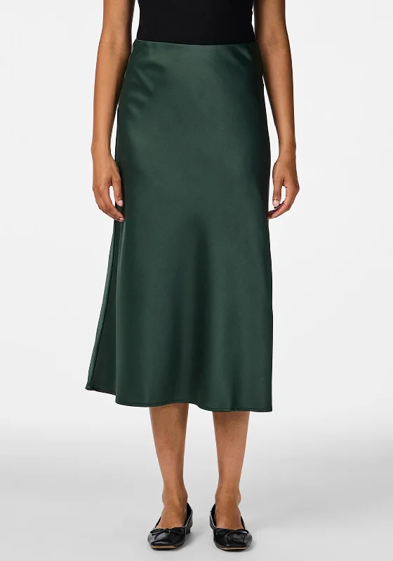 Y.A.S Pella Satin Midi Skirt, Green