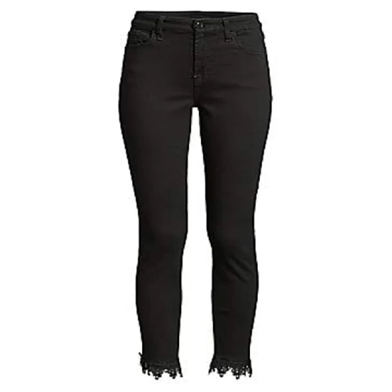 7 For All Mankind Women's Frayed Ankle Skinny Jeans Black