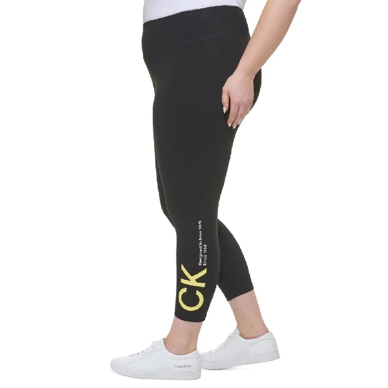 Calvin Klein Women's Ck Logo High Waist 7/8 Leggings Yellow Size 2X