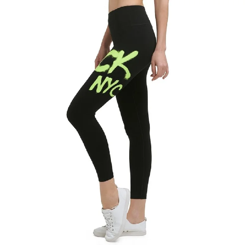 Calvin Klein Women's Graffiti Logo 7/8 Leggings Green Size XX-Large