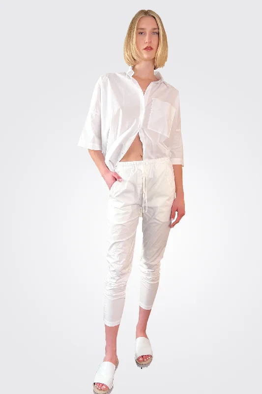 Cotton Tapered Pants - Natural