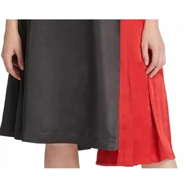 Dkny Women's Color Block Midi A Line Skirt Black/Red Size 10