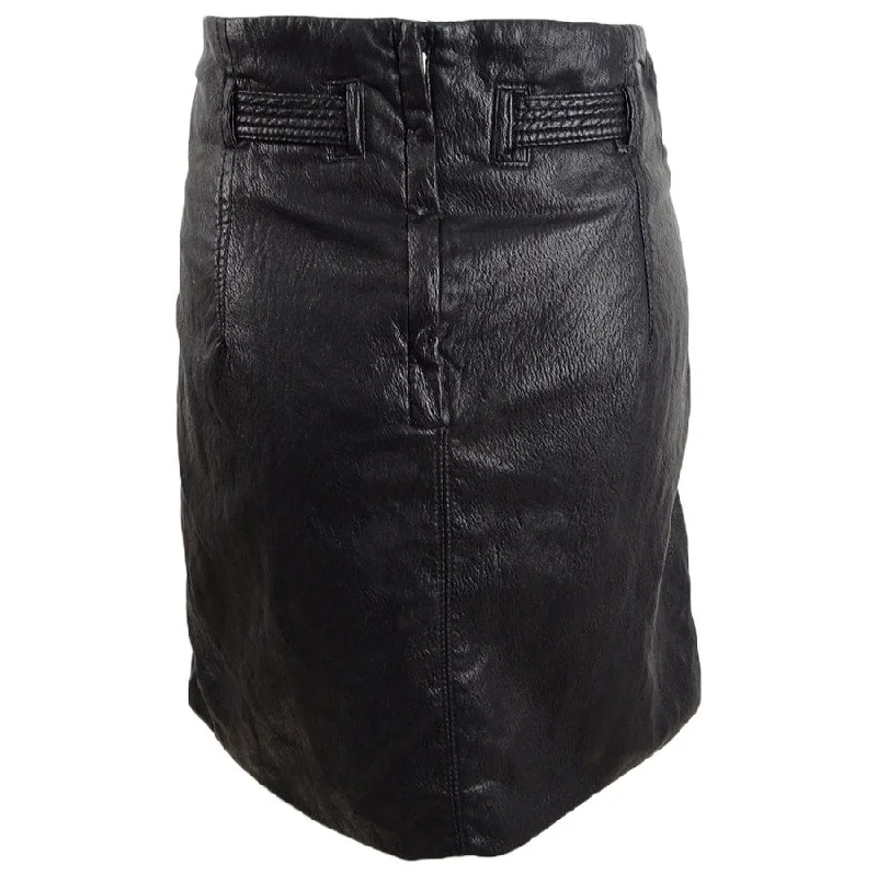 Free People Womens Paperbag Faux Leather Mini Skirt, Black, 6