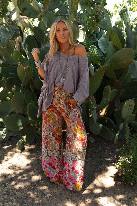 Groovy Gardens Wide Leg Pant - Pink