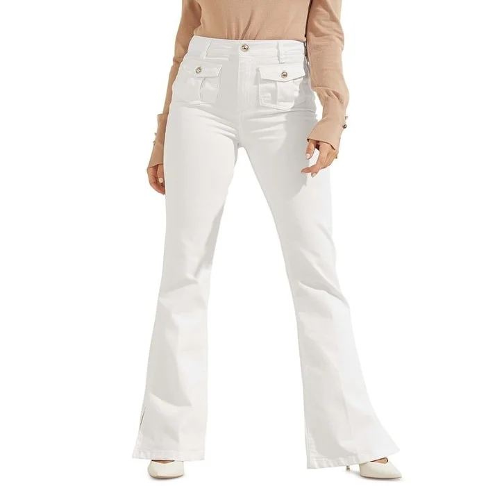 GUESS Women's Jossy High Rise Flared Leg Jeans White