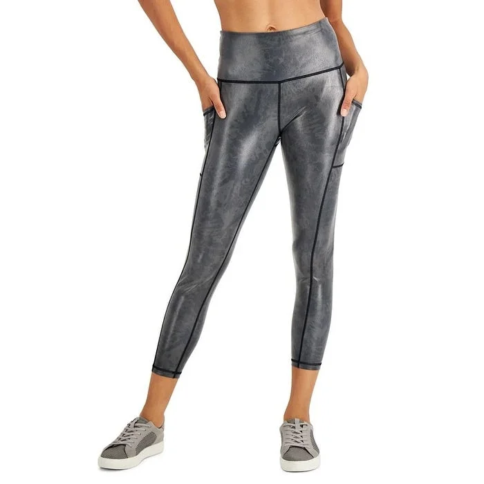 Id Ideology Women's Active Shine Length Leggings Black Size S