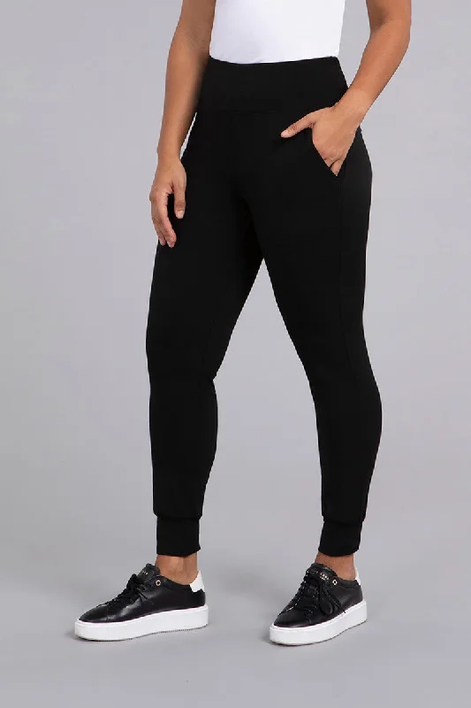 Jersey Fleece Back Jogger Legging | Black