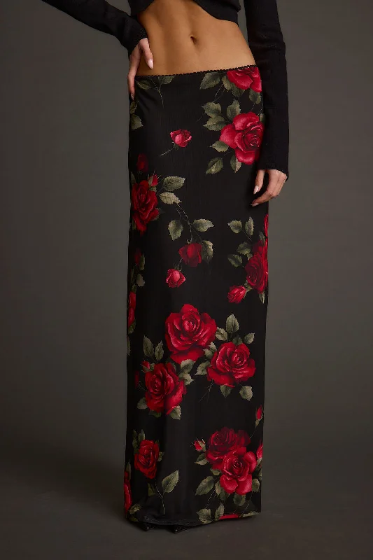 Julia Red Rose Mesh Maxi Skirt