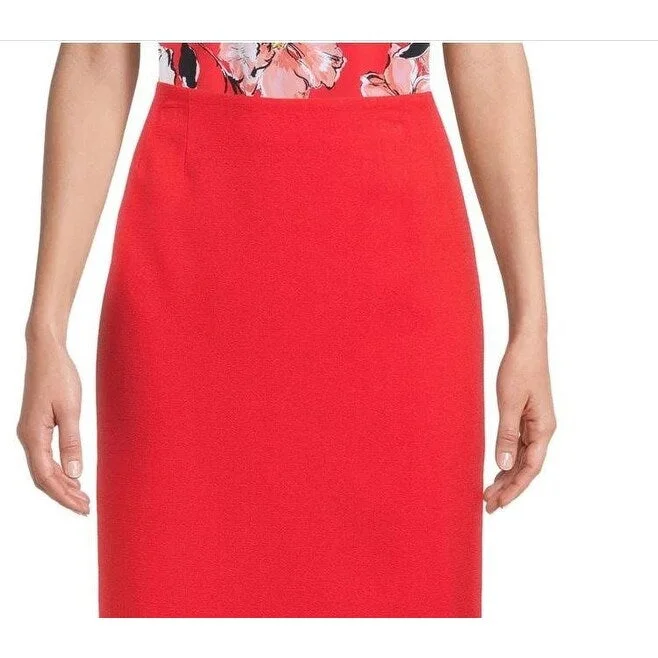 Kasper Women's Stretch Slim Fit Skirt Red Size 18