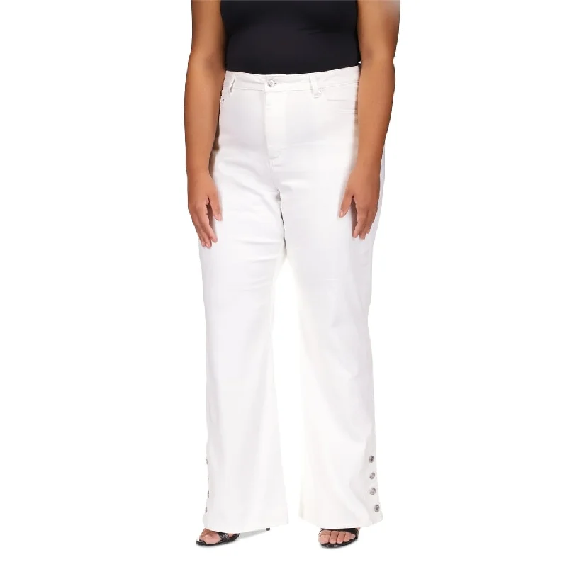 Michael Kors Women's Selma Button Hem Jeans White Size 14W