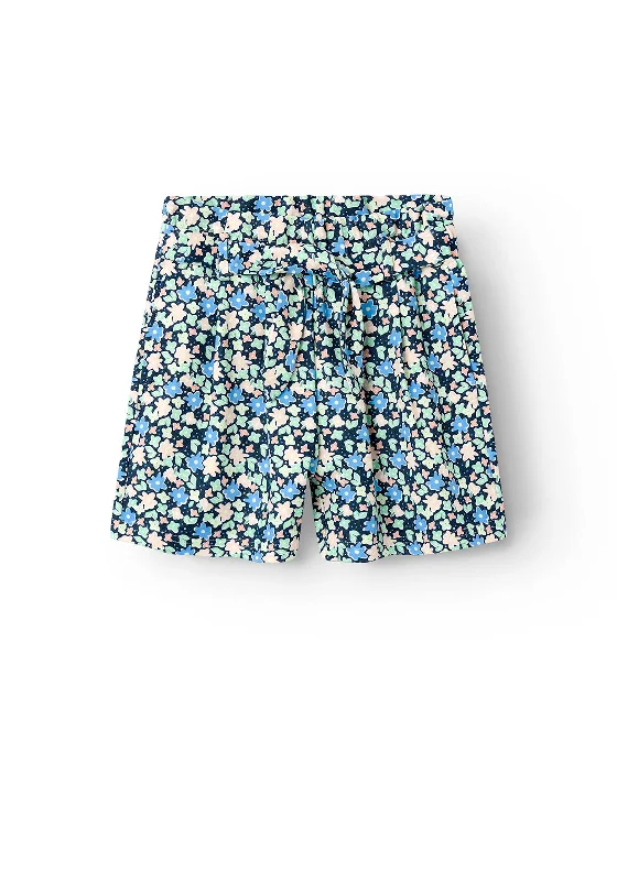 Name It Kid Girl Felulle IDA Floral Shorts, Dark Sapphire