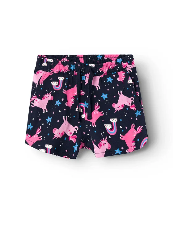 Name It Mini Girl Vigga Unicorn Shorts, Dark Sapphire