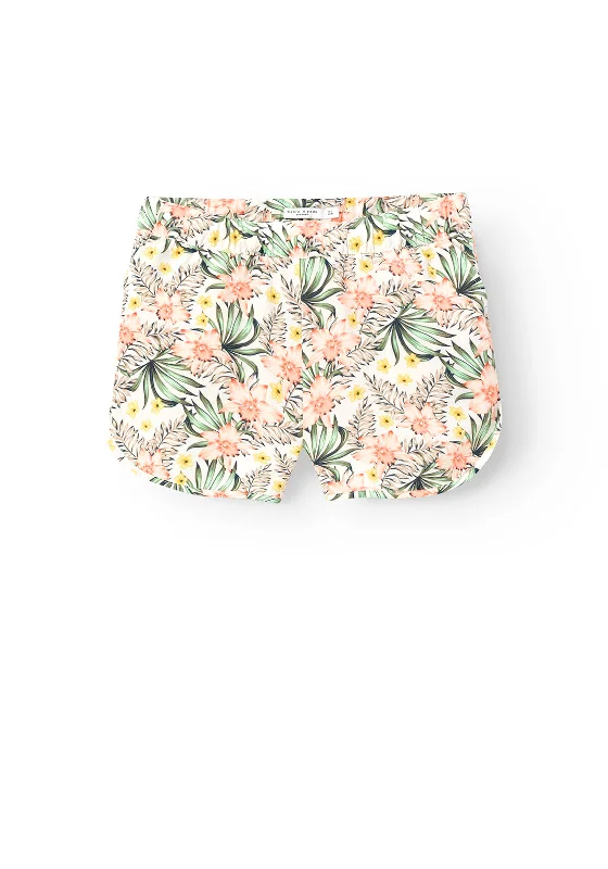 Name It Kid Girl Vinaya Print Shorts, White Alyssum