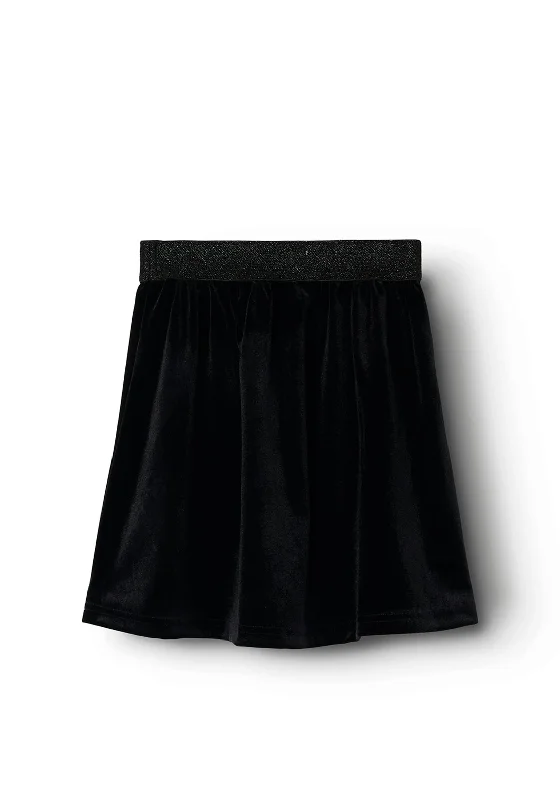 Name It Kid Girl Ranimal Solid Velour Skirt, Black