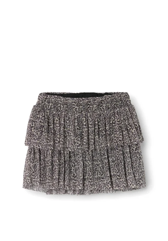 Name It Mini Girl Frisari Layered Animal Print Skirt, Black