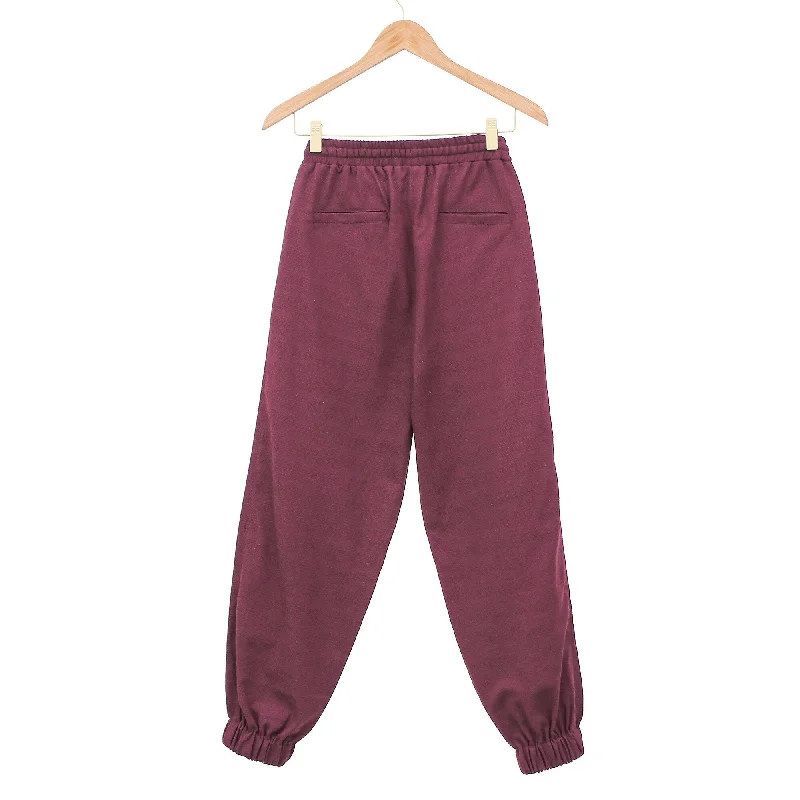 Novica Handmade Casual In Wine Cotton Twill Jogger Pants