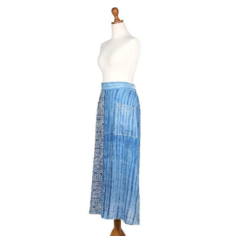 Novica Handmade Cerulean Wealth Cotton Skirt