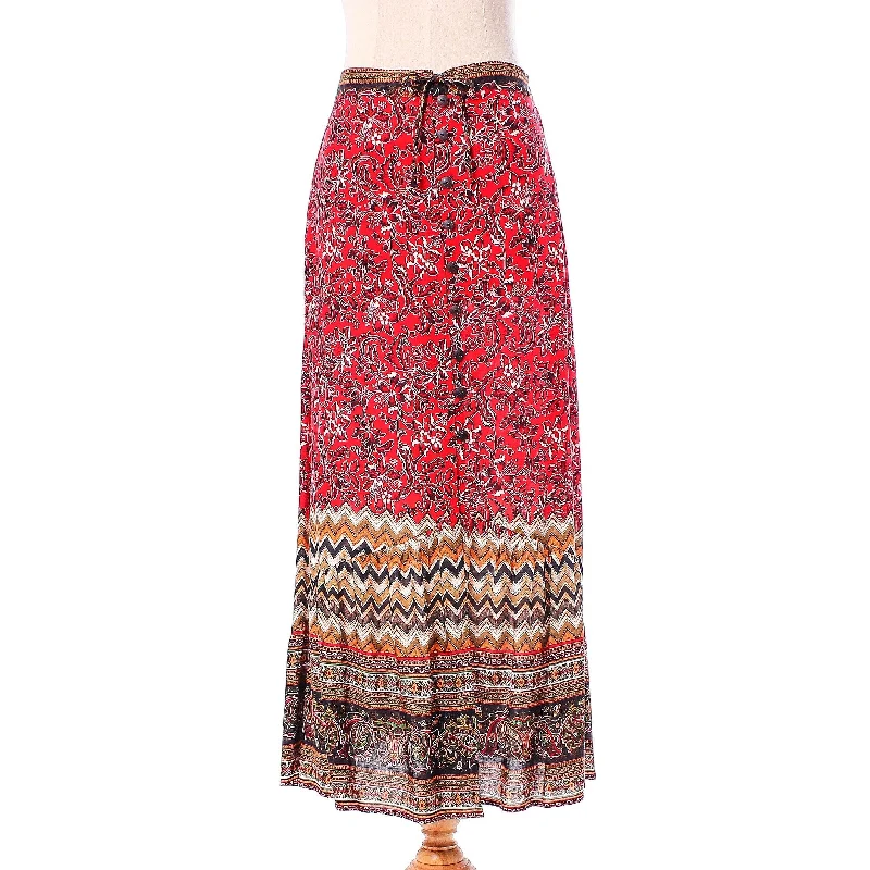 Novica Handmade Fantastic Floral Garden Rayon Skirt