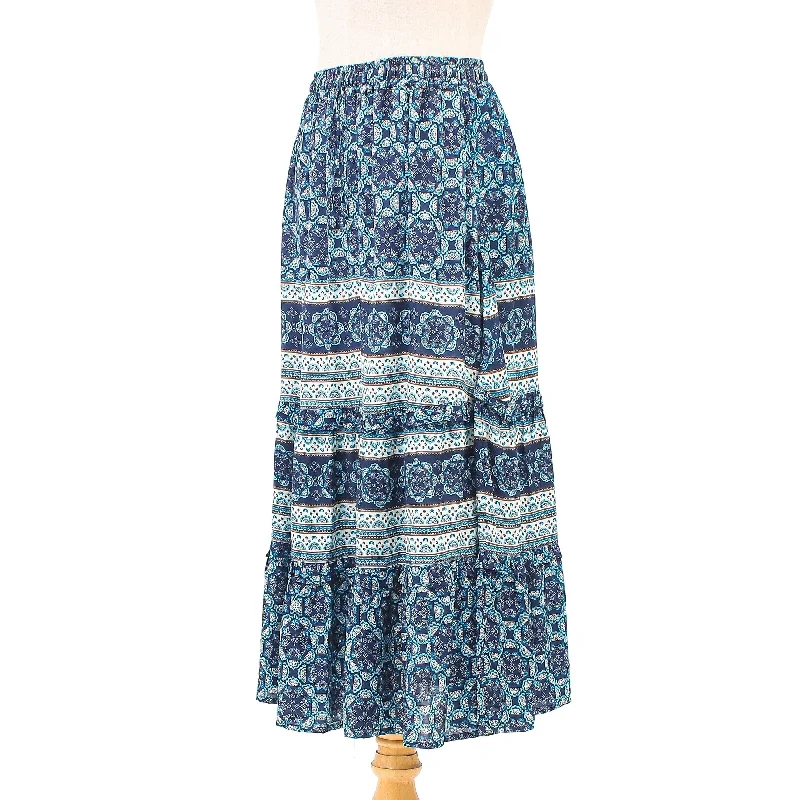 Novica Handmade Fascinating Night Rayon Skirt