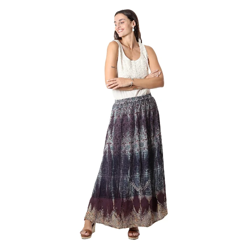 Novica Handmade Jaipur Twilight Embroidered Viscose Maxi Skirt