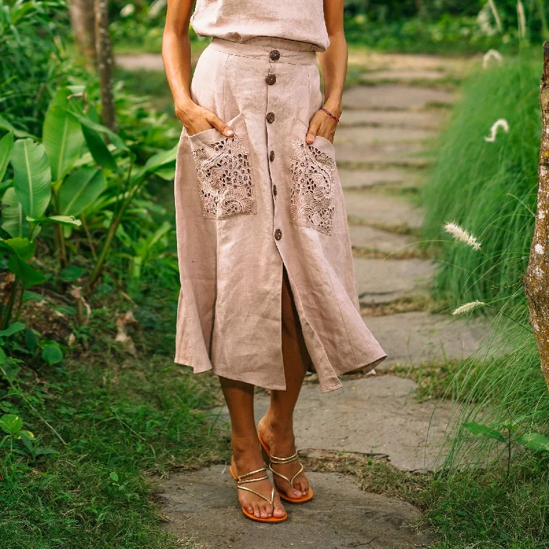 Novica Handmade Juicy Fruit In Natural Embroidered Linen Skirt