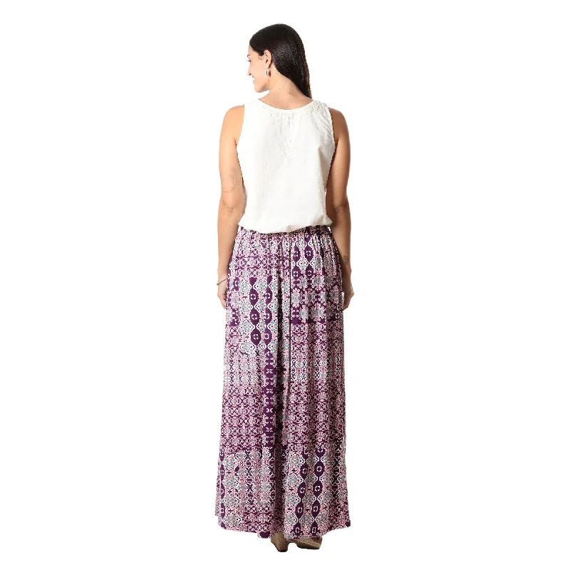 Novica Handmade Meena Bazaar In Purple Viscose Maxi Skirt