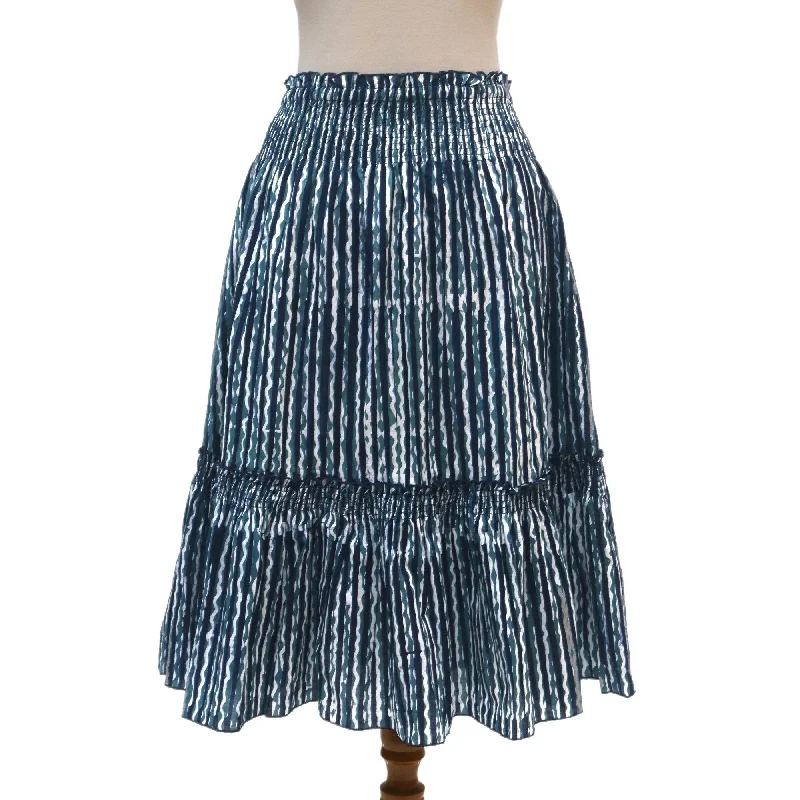 Novica Handmade Ocean Wave Cotton Batik Skirt