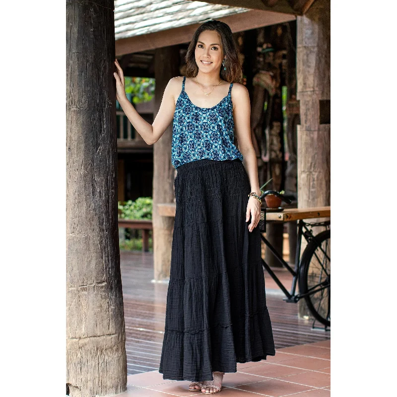 Novica Handmade Simple Vow In Black Cotton Skirt