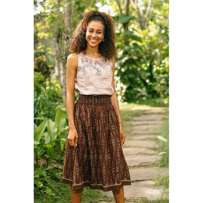 Novica Handmade Summer Twirl Hand Woven Cotton Ikat Skirt