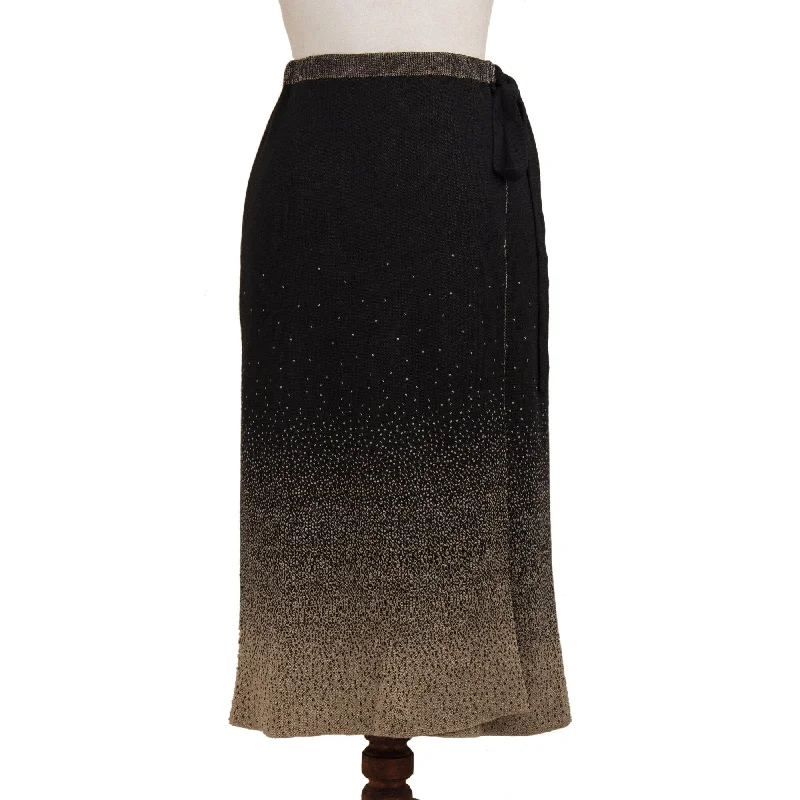 Novica Handmade Thanta Degrade In Black Cotton Wrap Skirt